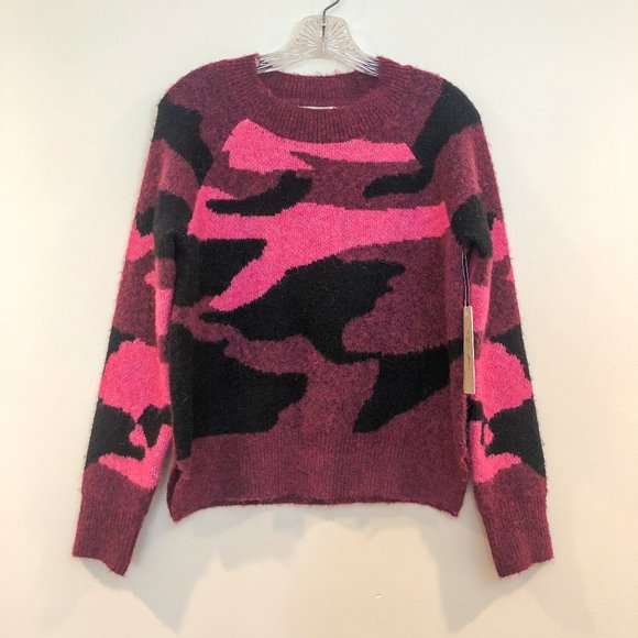 RD Style Sweaters - RD Style Nordstrom Fuzzy Hot Pink Camo Oversized Crew Neck Sweater Women's S